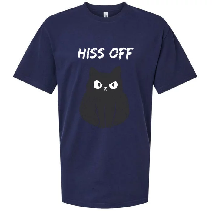 Funny Black Cat Hiss Off Meow Cat Moody People Sassy Person Sueded Cloud Jersey T-Shirt