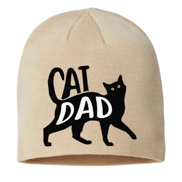 Funny Best Cat Dad Fathers Day Kitty Lover Daddy Papa Christmas 8 1/2in Sustainable Knit Beanie