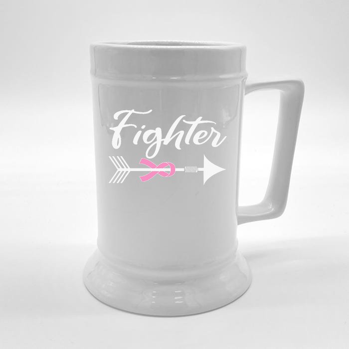 Funny Breast Cancer Fighter Pink Ribbon Front & Back Beer Stein