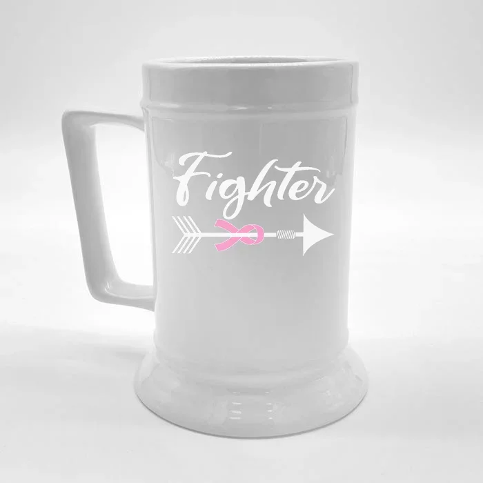 Funny Breast Cancer Fighter Pink Ribbon Front & Back Beer Stein