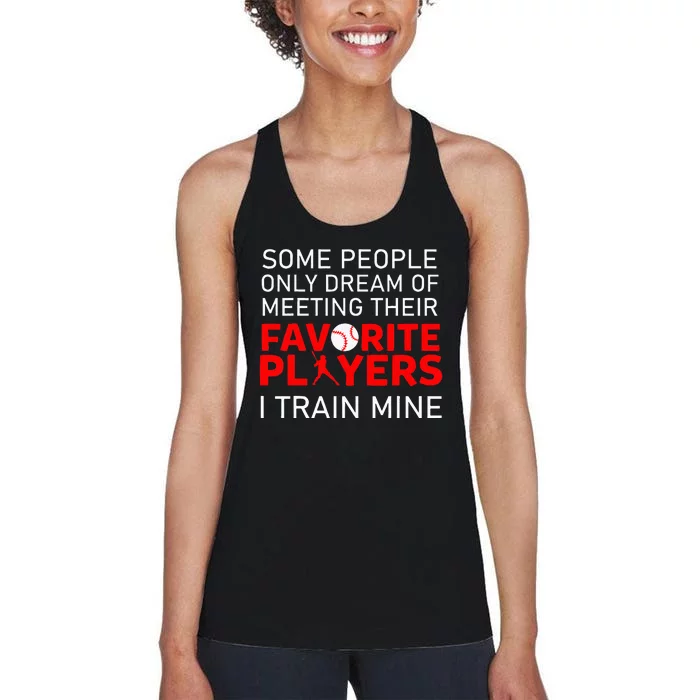 Funny Baseball Coach Trainer Bat And Ball Sports Lover Quote Women's Racerback Tank