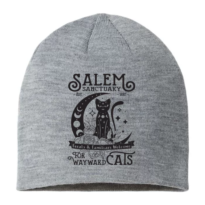 Funny Black Cat Salem Home For Wayward Cats Halloween Witch Long Sleeve 8 1/2in Sustainable Knit Beanie