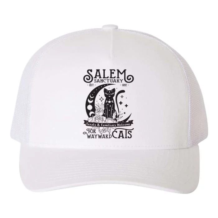 Funny Black Cat Salem Home For Wayward Cats Halloween Witch Long Sleeve Yupoong Adult 5-Panel Trucker Hat