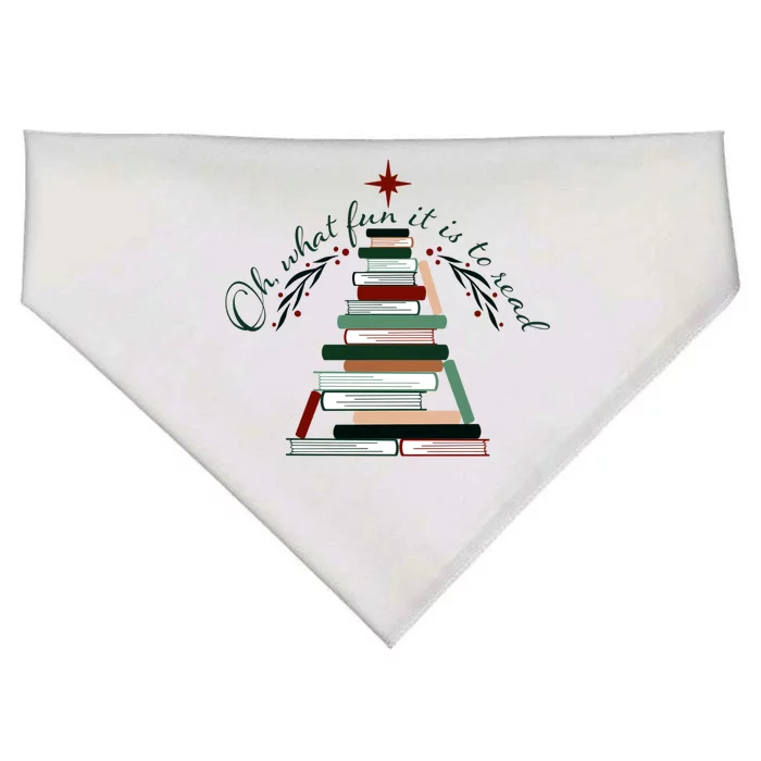 Funny Book Christmas Tree Oh What Fun Is It To Read Booknerd Gift USA-Made Doggie Bandana