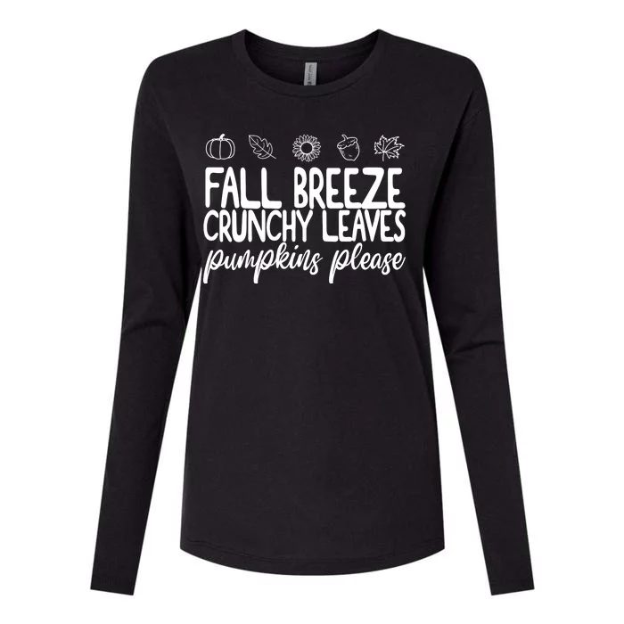 Fall Breeze Crunchy Leaves Pumpkins Please Womens Cotton Relaxed Long Sleeve T-Shirt