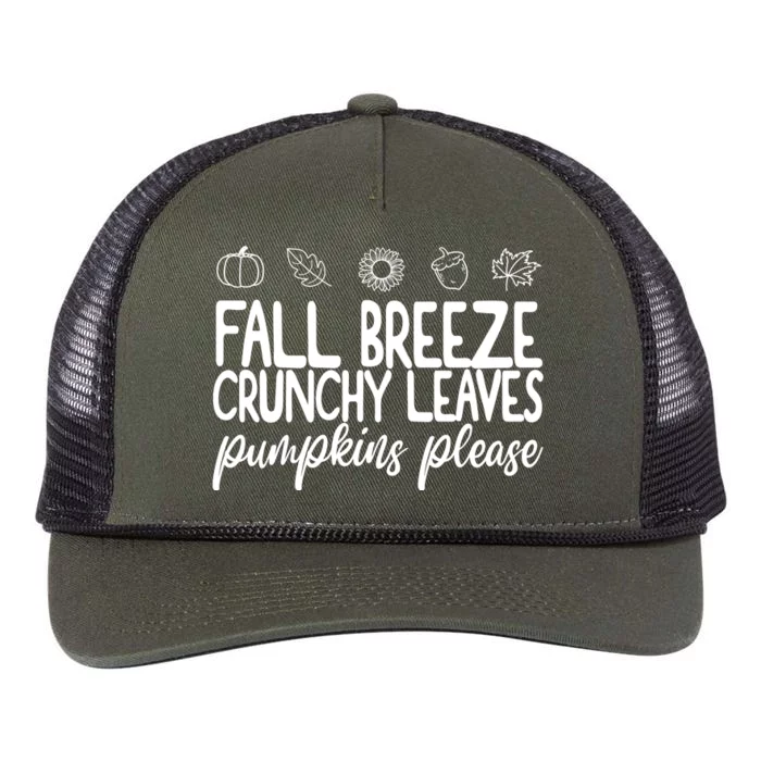 Fall Breeze Crunchy Leaves Pumpkins Please Retro Rope Trucker Hat Cap