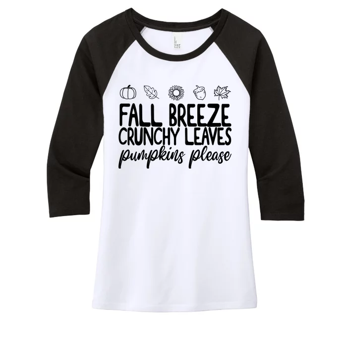 Fall Breeze Crunchy Leaves Pumpkins Please Women's Tri-Blend 3/4-Sleeve Raglan Shirt