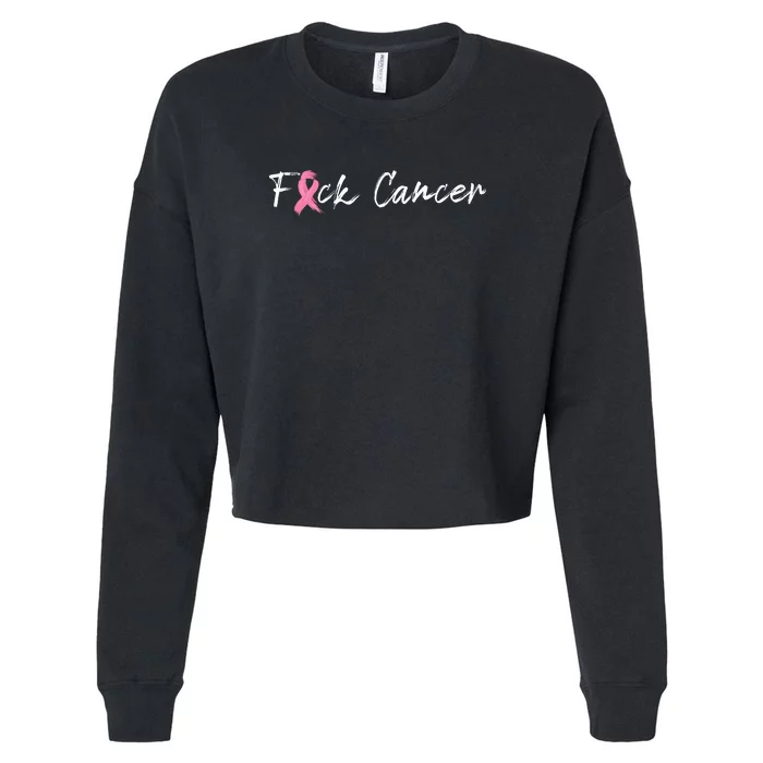 Fuck Breast Cancer | Pink Ribbon Cropped Pullover Crew