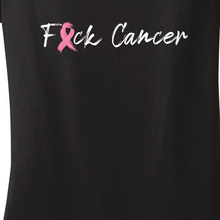 Fuck Breast Cancer | Pink Ribbon Women's V-Neck T-Shirt