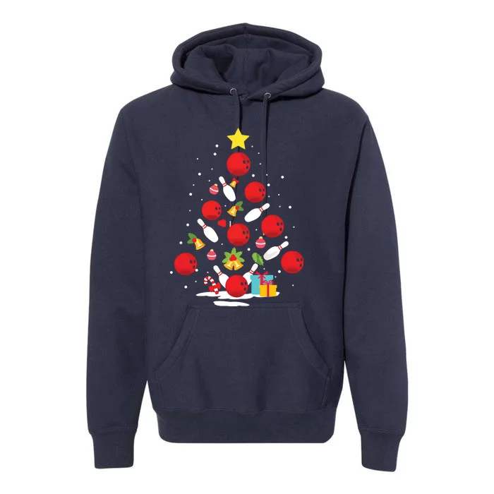 Funny Bowling Christmas Tree Lights Xmas Gifts For Men Women Premium Hoodie