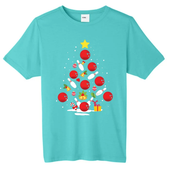 Funny Bowling Christmas Tree Lights Xmas Gifts For Men Women ChromaSoft Performance T-Shirt