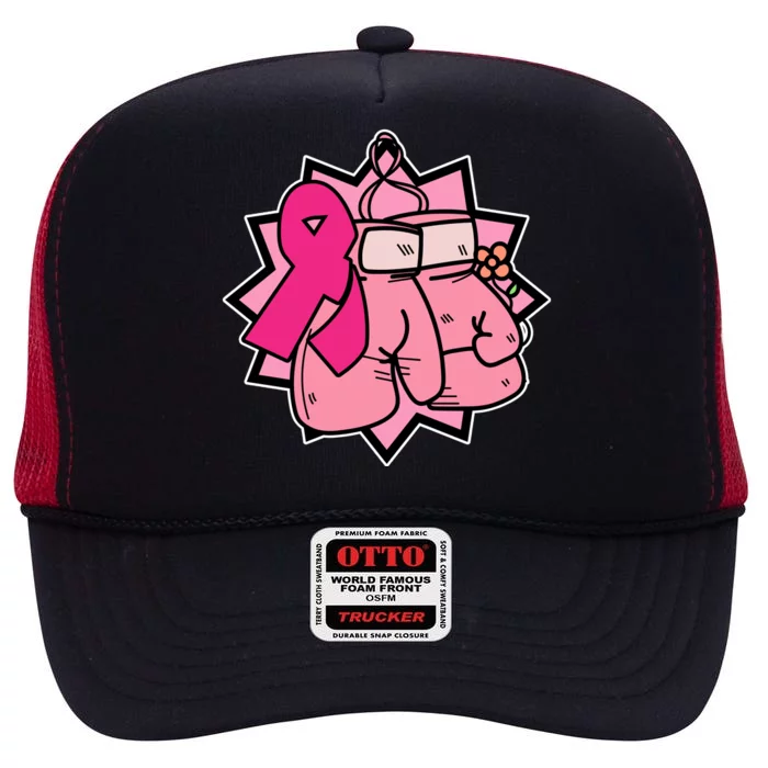 Fight Breast Cancer Boxing High Crown Mesh Trucker Hat