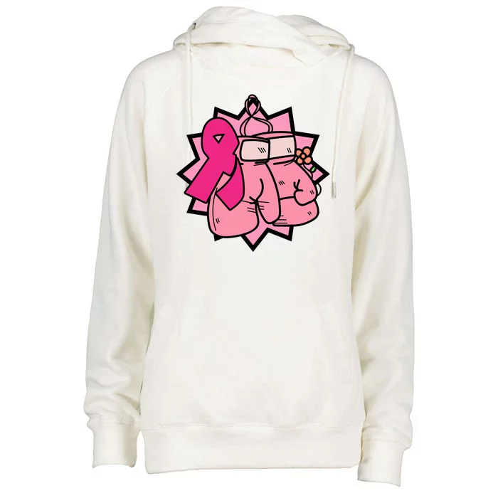 Fight Breast Cancer Boxing Womens Funnel Neck Pullover Hood