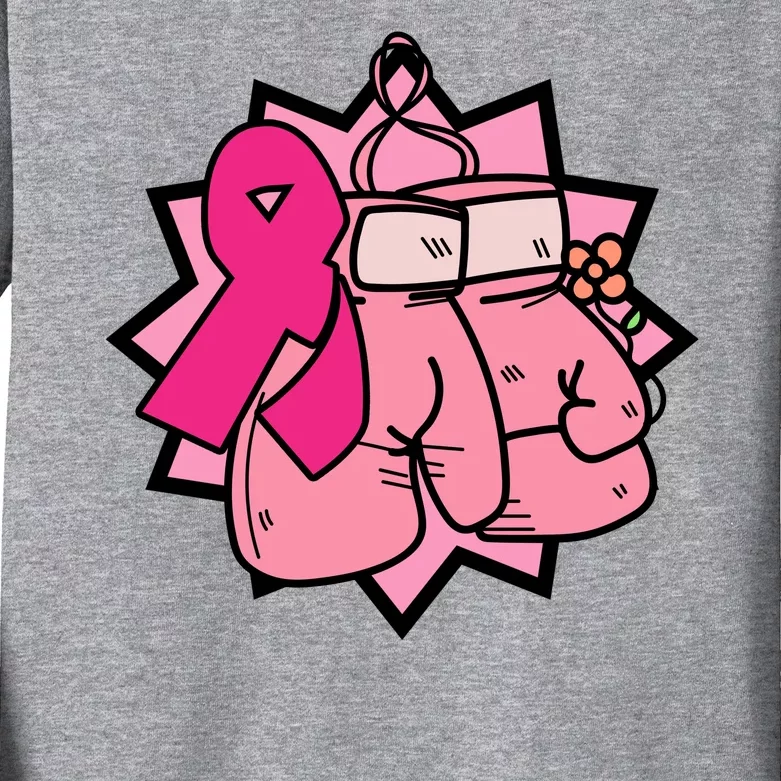 Fight Breast Cancer Boxing Kids Long Sleeve Shirt