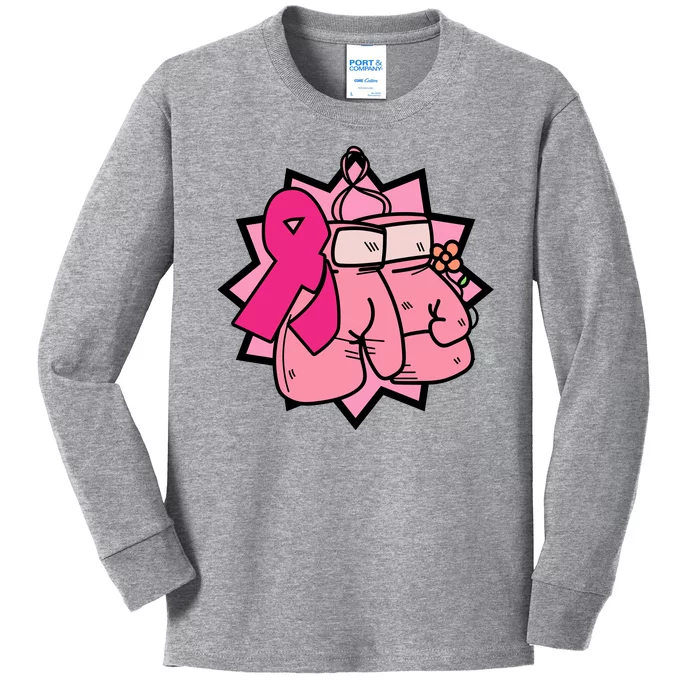 Fight Breast Cancer Boxing Kids Long Sleeve Shirt