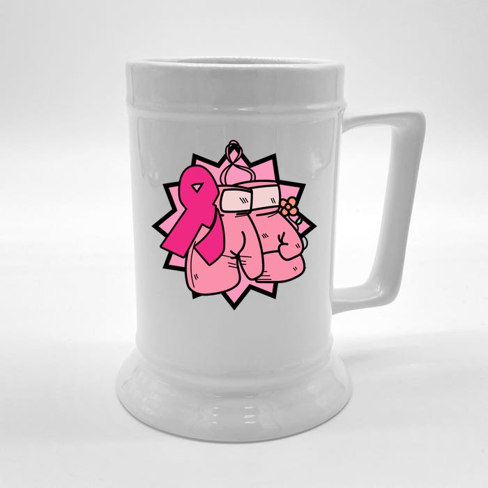 Fight Breast Cancer Boxing Front & Back Beer Stein