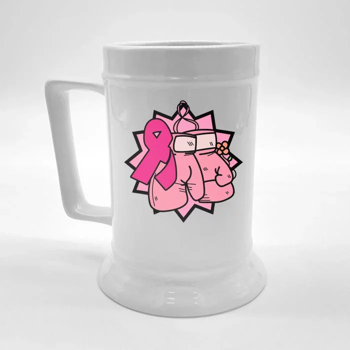 Fight Breast Cancer Boxing Front & Back Beer Stein