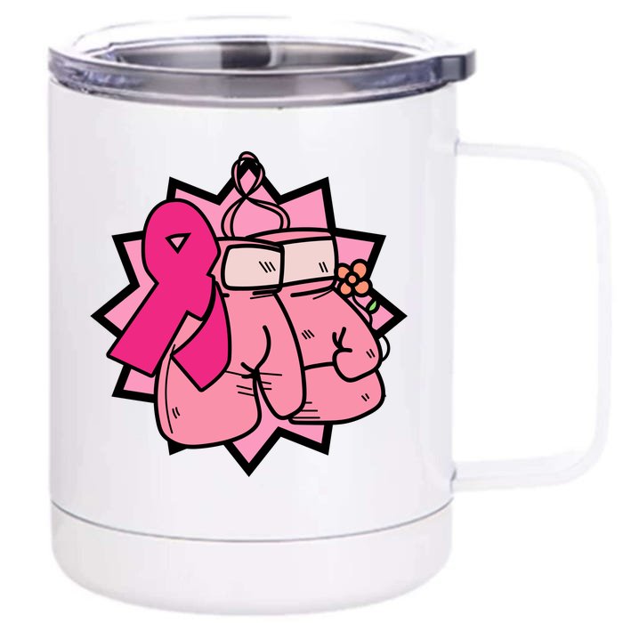 Fight Breast Cancer Boxing Front & Back 12oz Stainless Steel Tumbler Cup