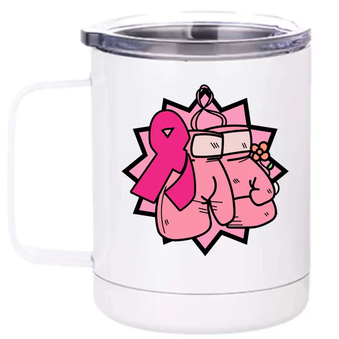 Fight Breast Cancer Boxing Front & Back 12oz Stainless Steel Tumbler Cup