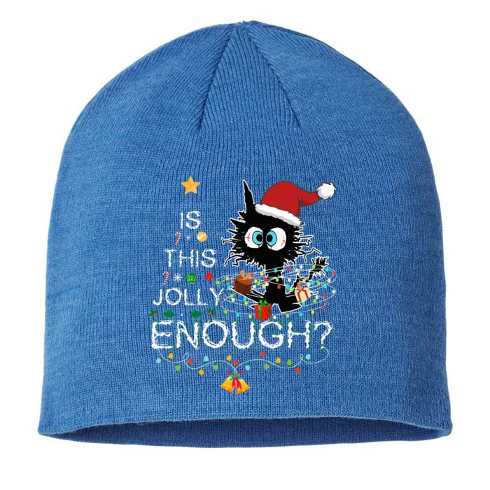 Funny Black Cat Is This Jolly Enough Christmas Santa Xmas 8 1/2in Sustainable Knit Beanie