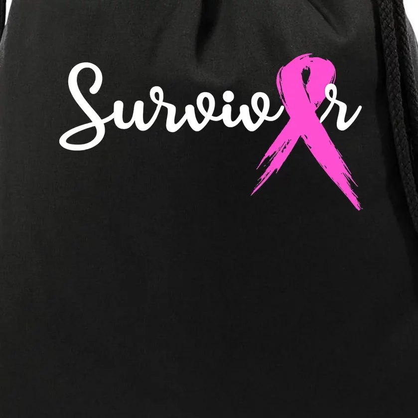 Funny Breast Cancer Awareness Pink Ribbon Survivor Drawstring Bag