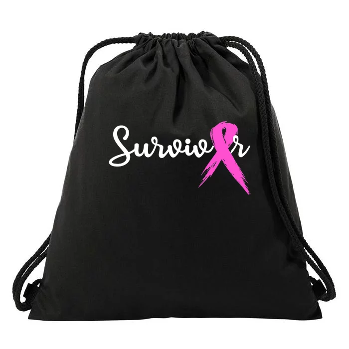 Funny Breast Cancer Awareness Pink Ribbon Survivor Drawstring Bag