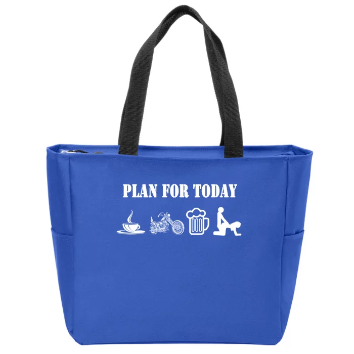 Funny Biker Chopper Motorcycle Plan For Day Gift Zip Tote Bag