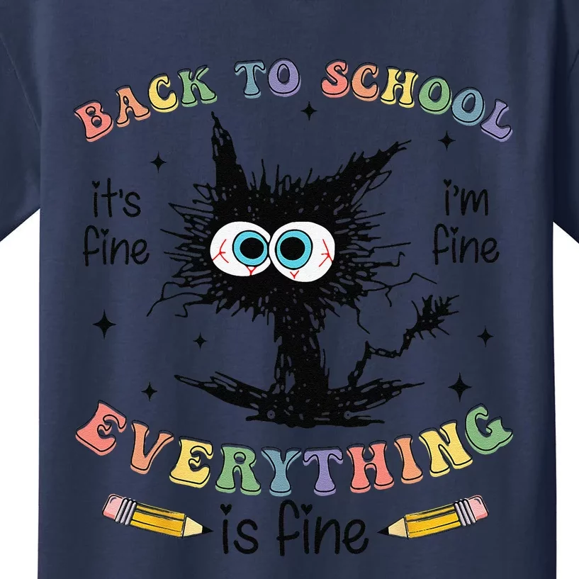 Funny Black Cat Back To School For Teachers Kids T-Shirt