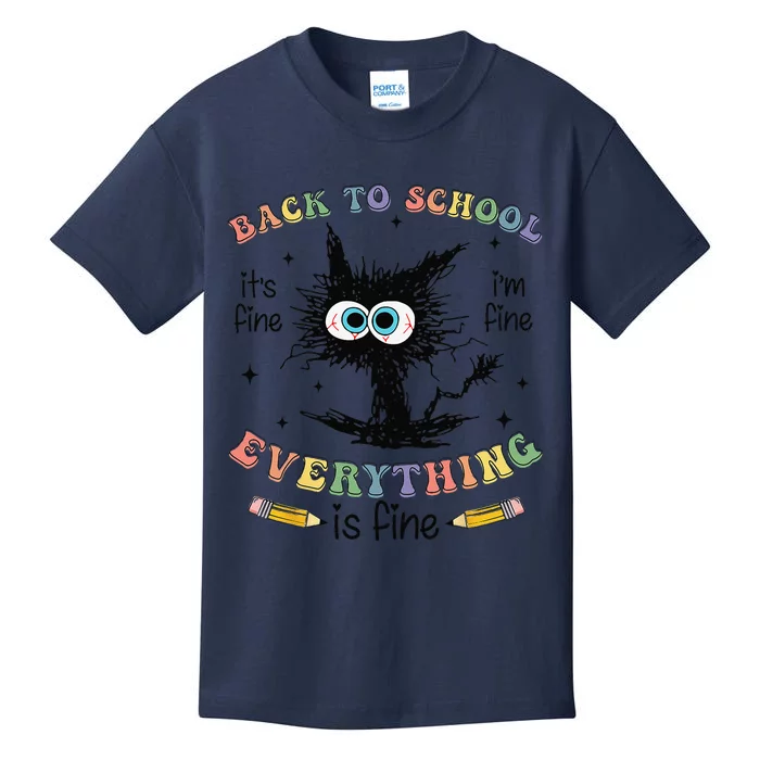 Funny Black Cat Back To School For Teachers Kids T-Shirt