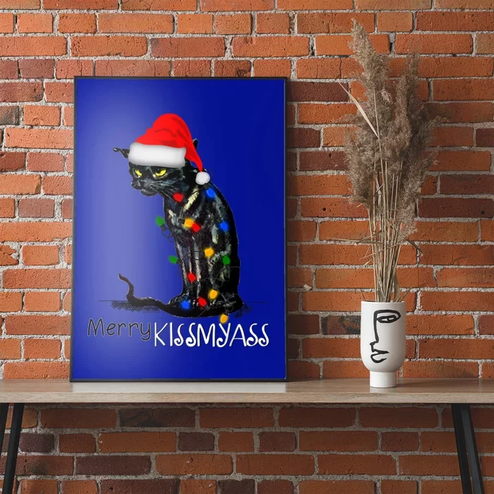 Funny Black Cat Merry Myass Xmas Chritsmas Gift Poster