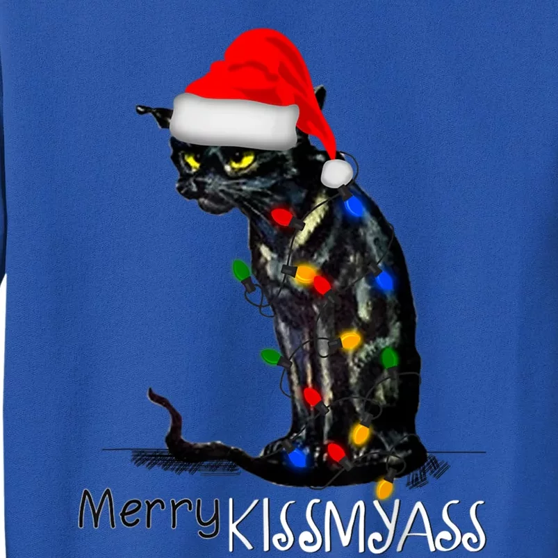 Funny Black Cat Merry Myass Xmas Chritsmas Gift Tall Sweatshirt