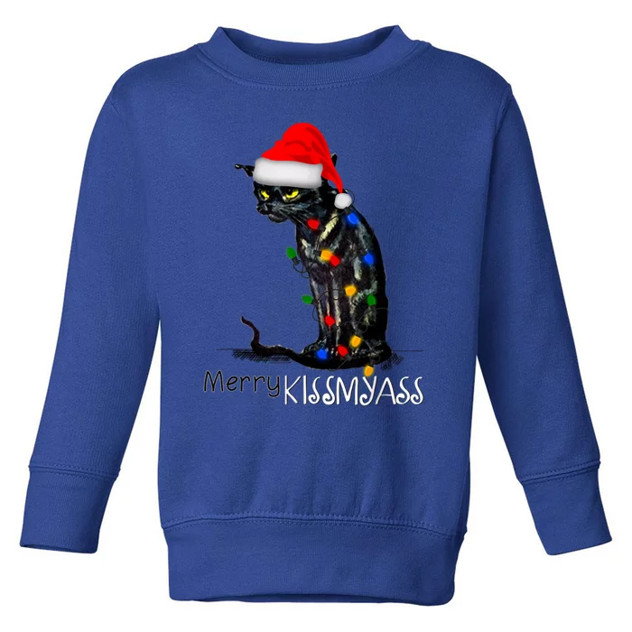 Funny Black Cat Merry Myass Xmas Chritsmas Gift Toddler Sweatshirt