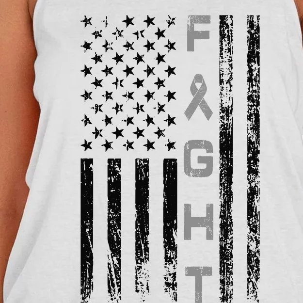 Fight Brain Cancer Awareness Women's Knotted Racerback Tank