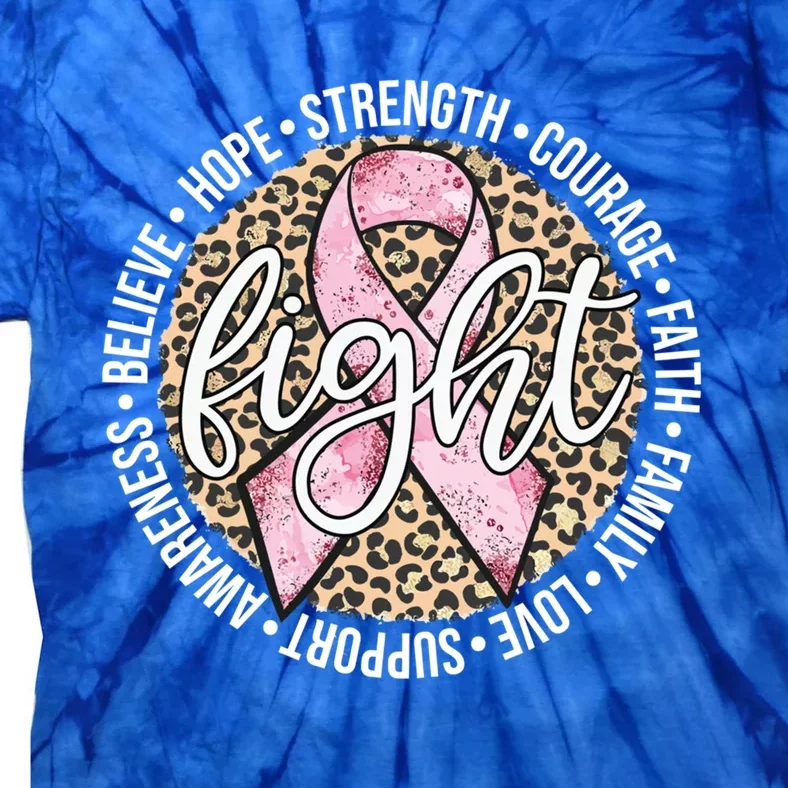 Fight Breast Cancer Awareness Pink Ribbon Leopard Gift Tie-Dye T-Shirt