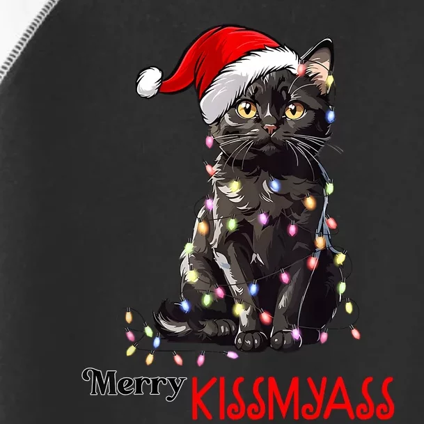 Funny Black Cat Merry Kissmyass Xmas Pajamas Chritsmas Toddler Fine Jersey T-Shirt