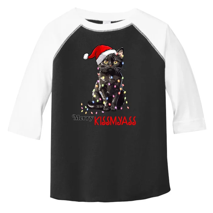 Funny Black Cat Merry Kissmyass Xmas Pajamas Chritsmas Toddler Fine Jersey T-Shirt