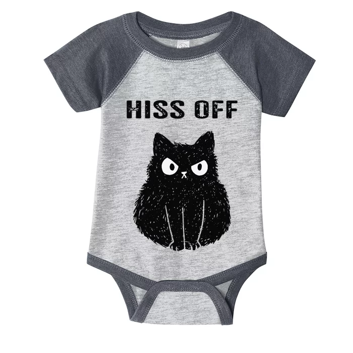 Funny Black Cat Hiss Off Meow Cat Infant Baby Jersey Bodysuit