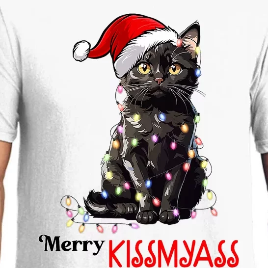 Funny Black Cat Merry Kissmyass Xmas Pajamas Chritsmas Pajama Set