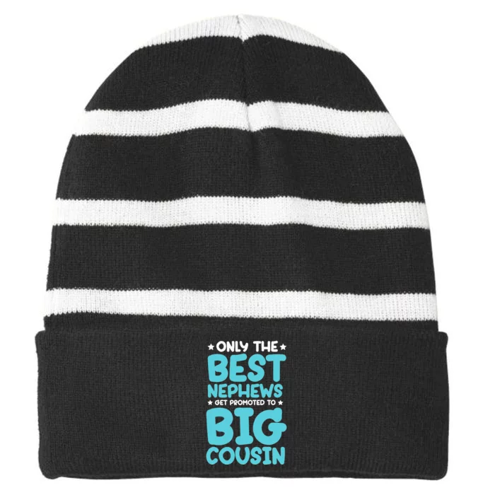 Future Big Cousin Baby Cousins Announcement Striped Beanie with Solid Band