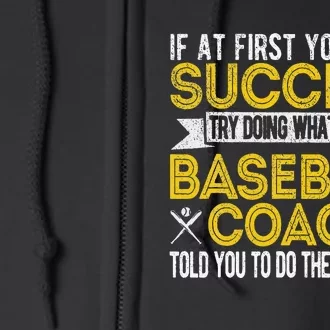 Funny Baseball Coach Baseball Team Coach Retro Full Zip Hoodie