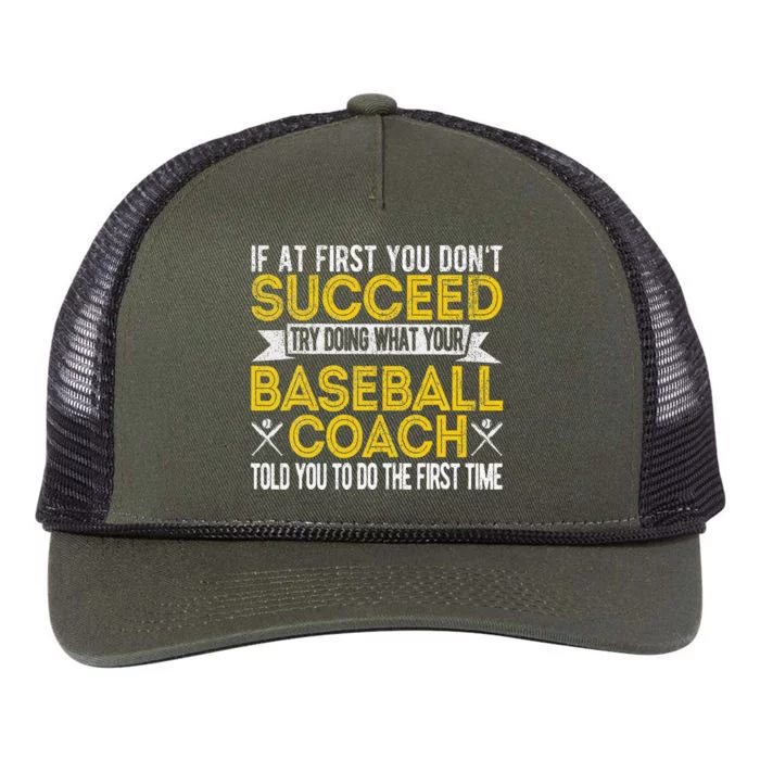 Funny Baseball Coach Baseball Team Coach Retro Retro Rope Trucker Hat Cap