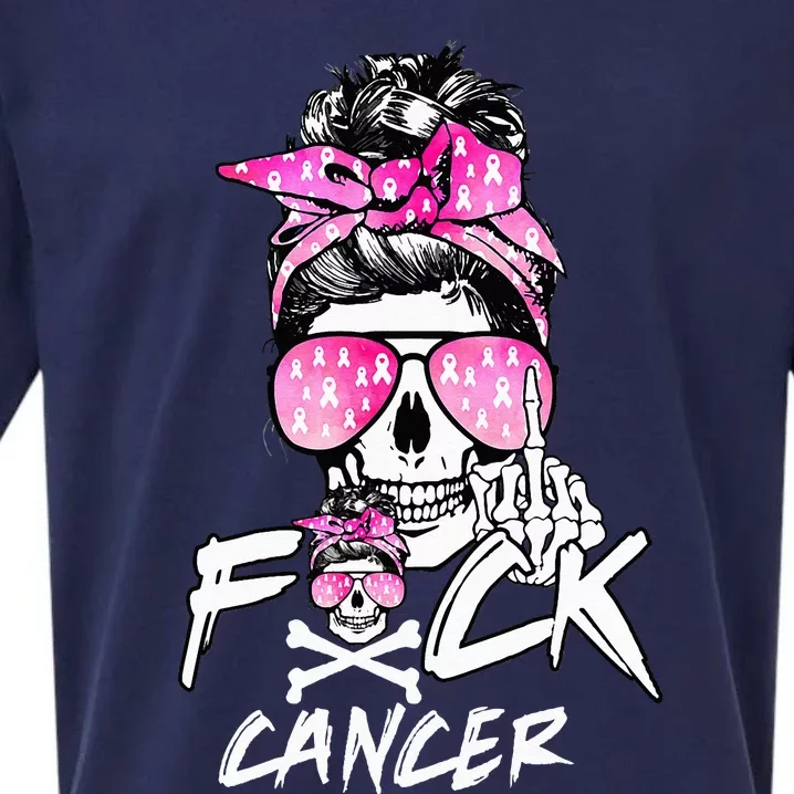 Fuck Breast Cancer  Warrior Pink Ribbon Messy Bun Hair Sueded Cloud Jersey T-Shirt