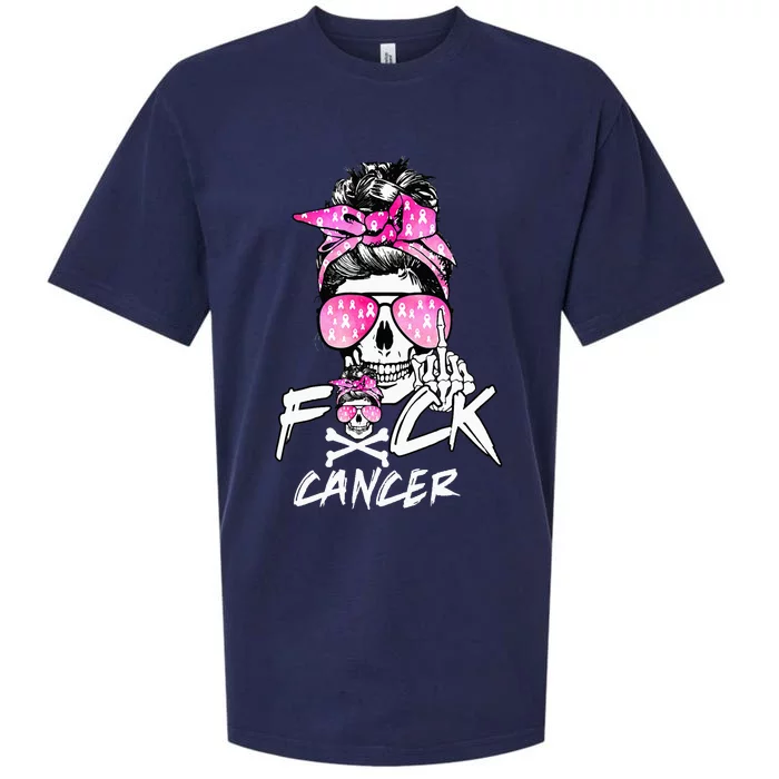 Fuck Breast Cancer  Warrior Pink Ribbon Messy Bun Hair Sueded Cloud Jersey T-Shirt