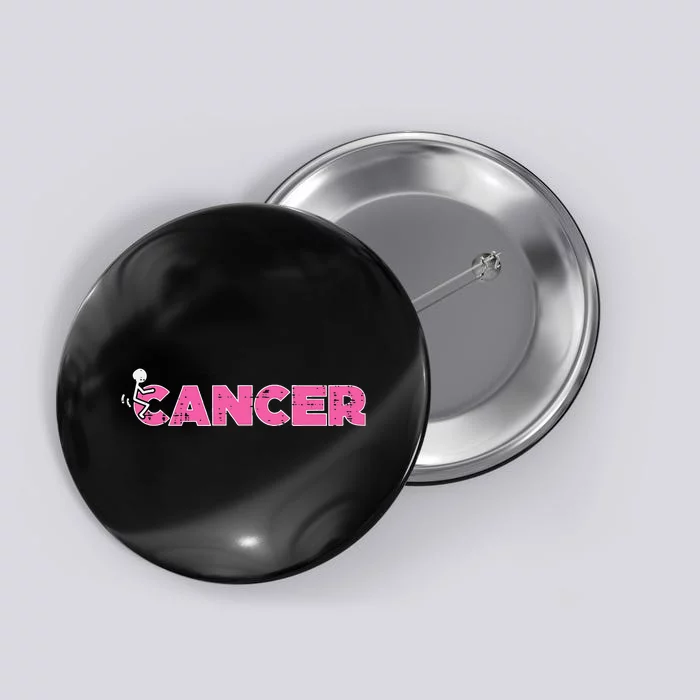 Fuck Breast Cancer Stick Figure Pink Ribbon Awareness Button