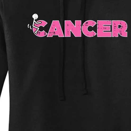 Fuck Breast Cancer Stick Figure Pink Ribbon Awareness Women's Pullover Hoodie