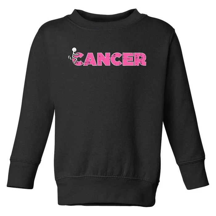 Fuck Breast Cancer Stick Figure Pink Ribbon Awareness Toddler Sweatshirt