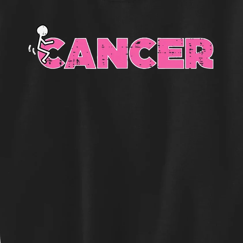 Fuck Breast Cancer Stick Figure Pink Ribbon Awareness Kids Sweatshirt