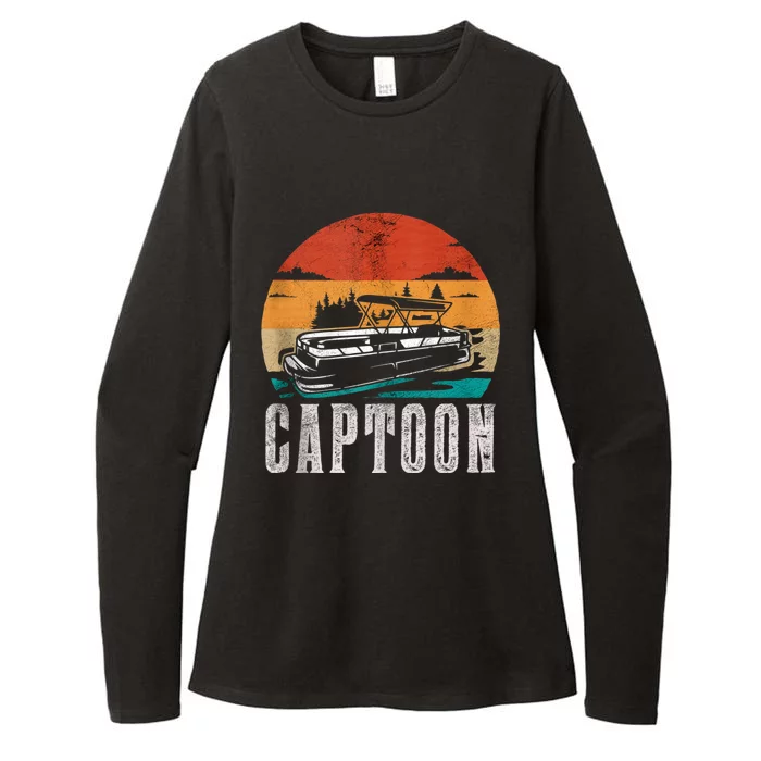 Funny Boating Captoon Pontoon Tritoon Captain Pontoon Boat Womens CVC Long Sleeve Shirt