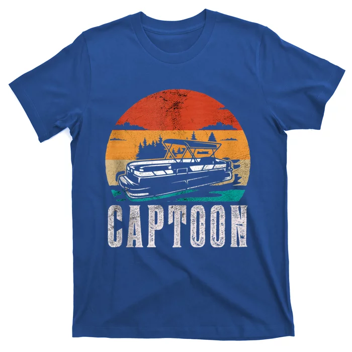 Mens Pontoon Grandpa Captain Retro Funny Boating Fathers Day Gift