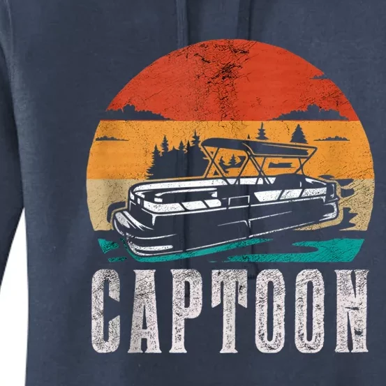 Funny Boating Captoon Pontoon Tritoon Captain Pontoon Boat Women's Pullover Hoodie